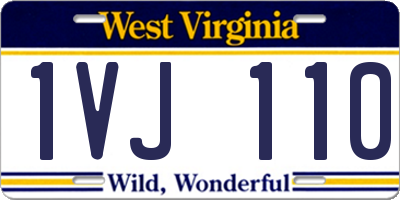 WV license plate 1VJ110