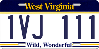 WV license plate 1VJ111