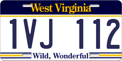 WV license plate 1VJ112