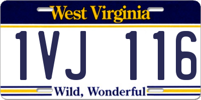 WV license plate 1VJ116