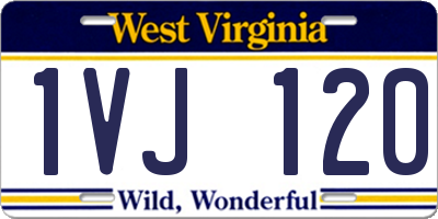 WV license plate 1VJ120