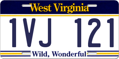 WV license plate 1VJ121