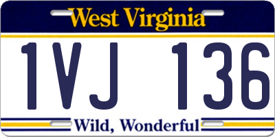 WV license plate 1VJ136