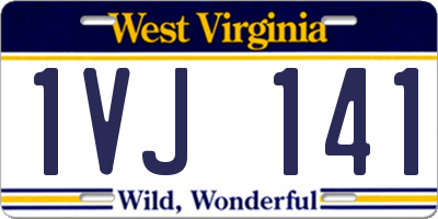 WV license plate 1VJ141