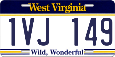 WV license plate 1VJ149