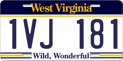 WV license plate 1VJ181