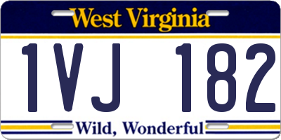 WV license plate 1VJ182