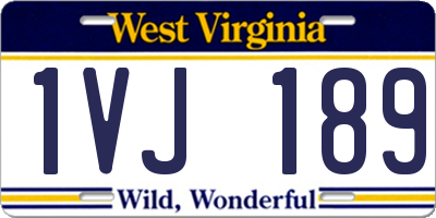 WV license plate 1VJ189