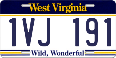 WV license plate 1VJ191