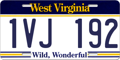 WV license plate 1VJ192