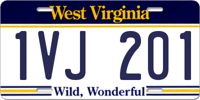 WV license plate 1VJ201