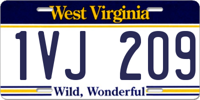 WV license plate 1VJ209