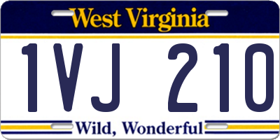 WV license plate 1VJ210