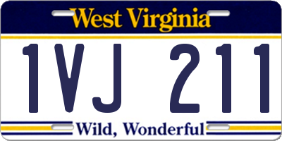 WV license plate 1VJ211