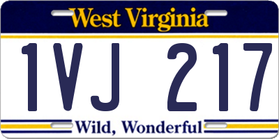 WV license plate 1VJ217