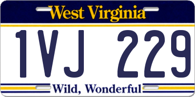 WV license plate 1VJ229
