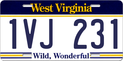 WV license plate 1VJ231
