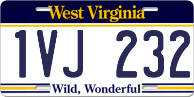 WV license plate 1VJ232