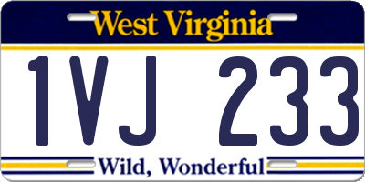 WV license plate 1VJ233