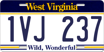 WV license plate 1VJ237