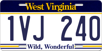 WV license plate 1VJ240