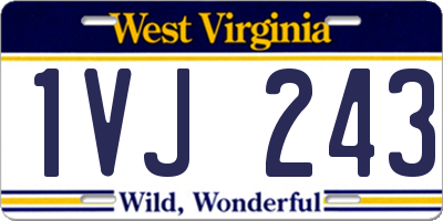 WV license plate 1VJ243