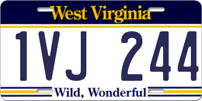 WV license plate 1VJ244
