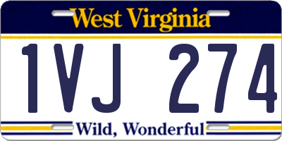 WV license plate 1VJ274