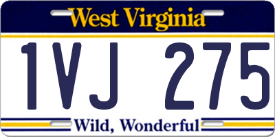 WV license plate 1VJ275
