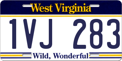 WV license plate 1VJ283