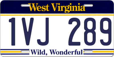 WV license plate 1VJ289