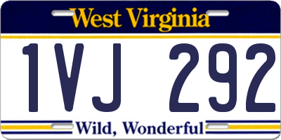 WV license plate 1VJ292