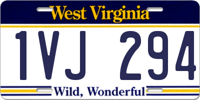 WV license plate 1VJ294