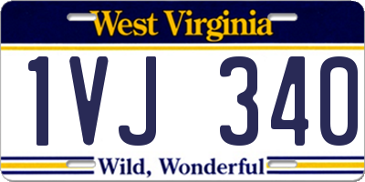 WV license plate 1VJ340