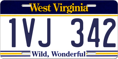 WV license plate 1VJ342