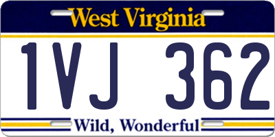 WV license plate 1VJ362