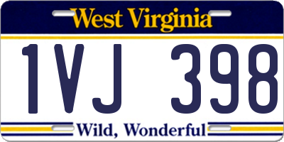 WV license plate 1VJ398