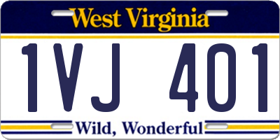 WV license plate 1VJ401