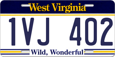 WV license plate 1VJ402
