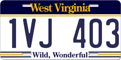 WV license plate 1VJ403