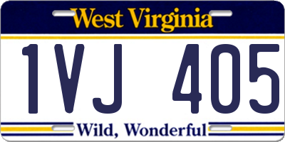 WV license plate 1VJ405