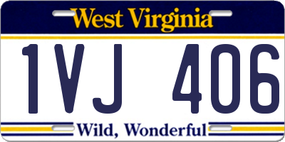 WV license plate 1VJ406