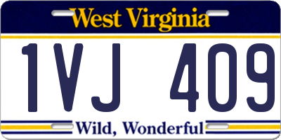 WV license plate 1VJ409