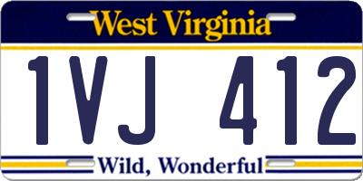 WV license plate 1VJ412