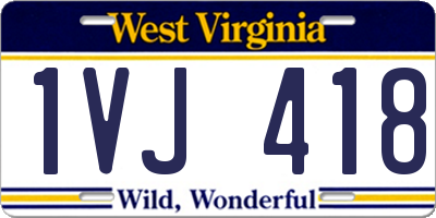 WV license plate 1VJ418