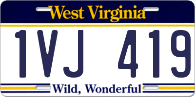 WV license plate 1VJ419