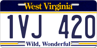 WV license plate 1VJ420