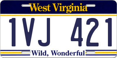 WV license plate 1VJ421