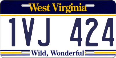 WV license plate 1VJ424