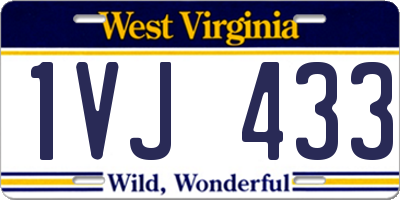 WV license plate 1VJ433